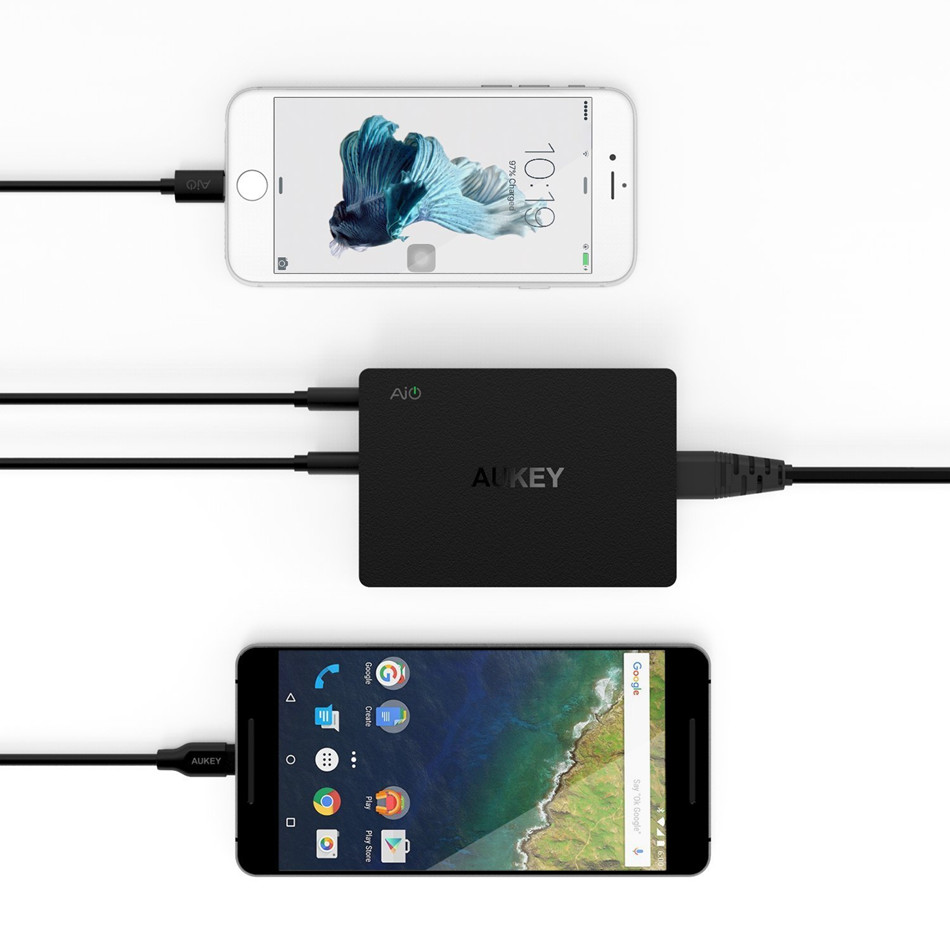 Nexus 5X / 6P AUKEY Quick Charge 3.0 Caricatore per Auto con 2 Porte HTC 10 34,5W Alimentatore da Auto per Samsung Galaxy S8 / S8+ iPhone X / 8 Plus / 8 / 7 LG G5 / G6 iPad Air / Pro ecc. 